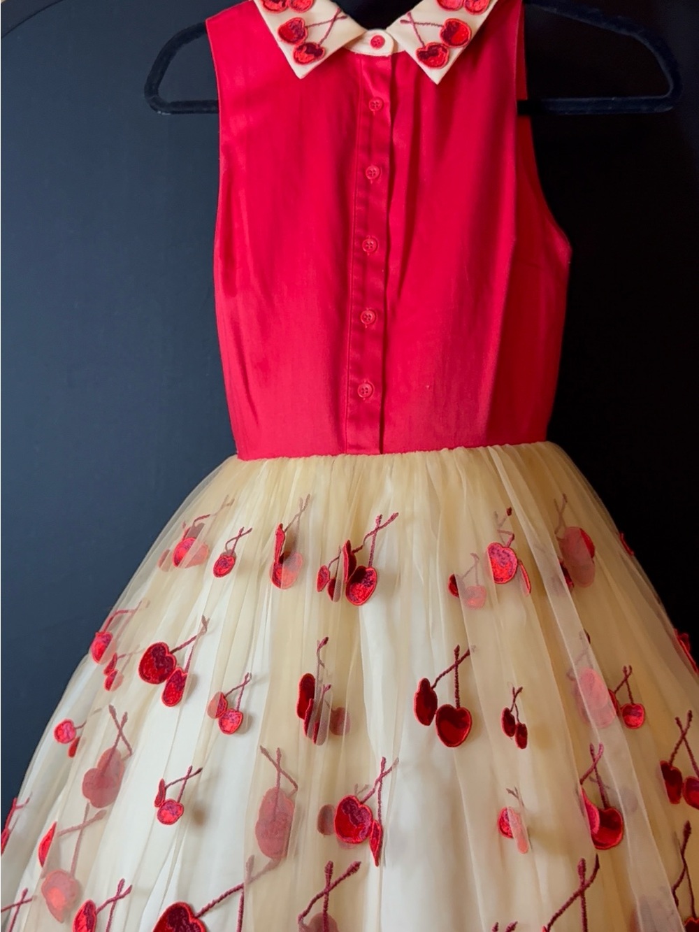 NWT & FABULOUS!! Alice + Olivia Cherry Collared Tulle Dress! Pop that cherry 🍒 - Picture 9 of 12